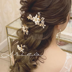 特集掲載) ヘアピン3本セット ヘッドドレス 白花 ブライダル