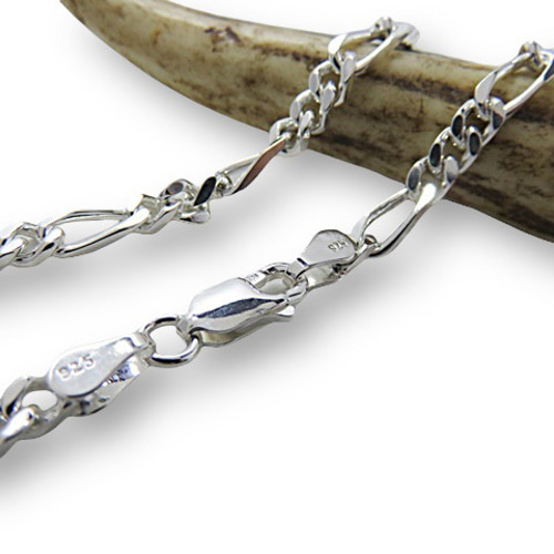 美品　フィガロチェーン　silver 925 ネックレス　ブレス　シルバー Italy シルバー925 フィガロチェーンネックレス（7mm / 46.5cm