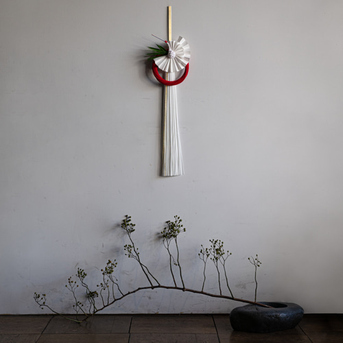 お正月水引き飾り ＊画鋲でOK！のオリジナル真鍮フック付き＊和紙鶴