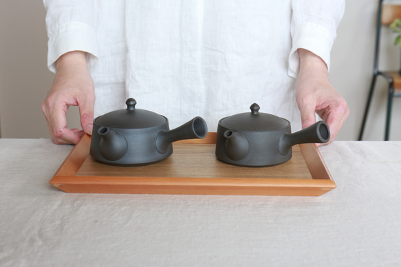 敬老ギフトに、煎茶が美味しく飲める平型急須・愛知県常滑産・澤田朋大さん作・急須・平・190cc 10枚目の画像