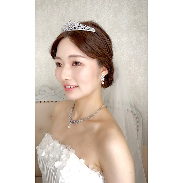 花嫁　結婚式　ジルコニア　挙式　ウエディング　ビジュー　クラシカル　ダイヤモンド風　ティアラST04 2枚目の画像