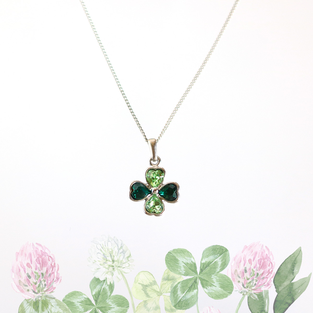 【一部予約販売】 四葉のクローバー♪スワロフスキーネックレスSS/n234 ネックレス アクセサリー
