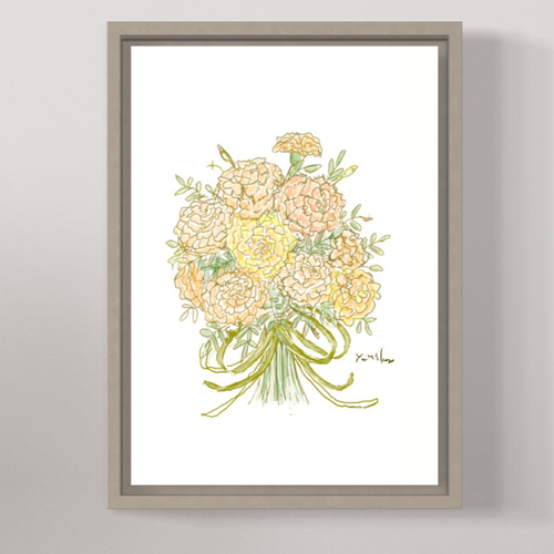 絵画 水彩画　マリーゴールド (原画) マリーゴールド 水彩画 原画 - OEKAKIBABA'S GALLERY | minne
