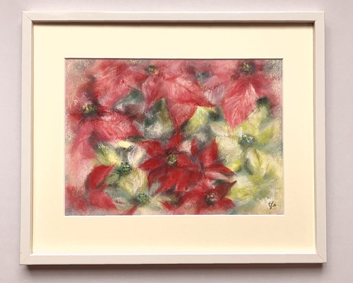 ポインセチア（パステル画 原画）4号 絵画 にゃんずら 通販 10691669