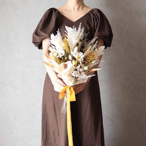 ミモザとデイジーのウェディングブーケ/ドライフラワーブーケ ブーケ  