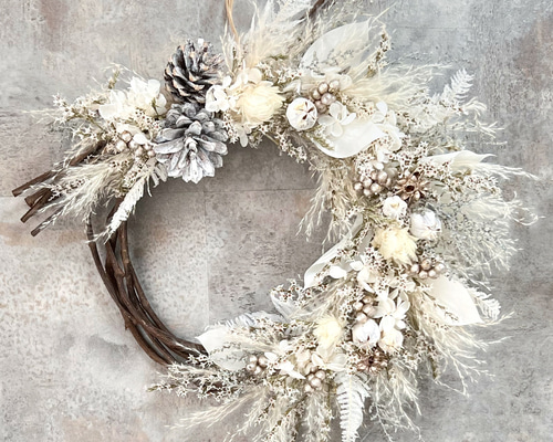 ドライフラワーの三日月リース　クレッセントリース　春待ちリース a531475cc0e932aa77902ee7c12704