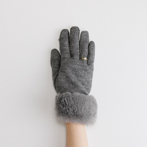 WOMEN】リングビジューエコファージャージグローブ / タッチパネル対応