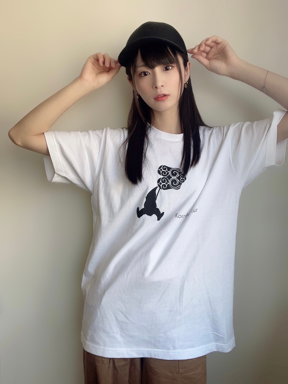 コロポックルTシャツ　白　ユニセックス　(アイヌデザイン) 2枚目の画像