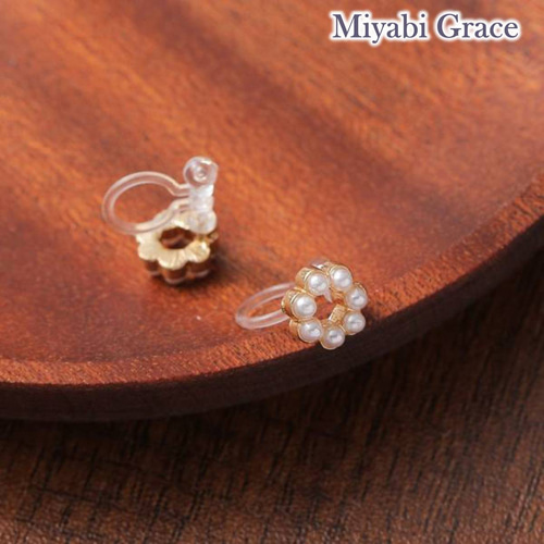 HMフープイヤリングノンホールピアスゴールドパールホエール鯨