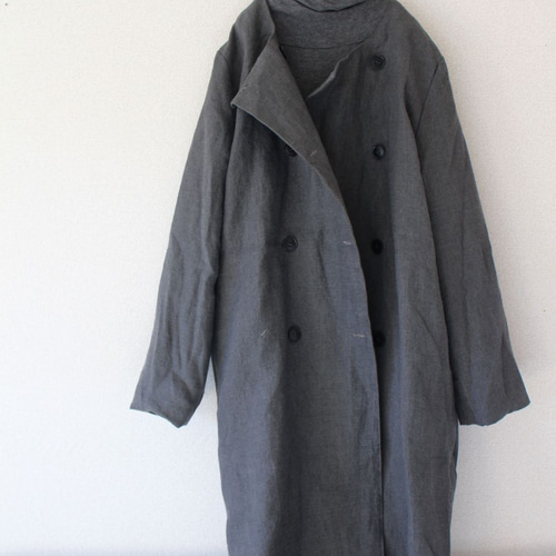 厚手ベルギーリネン コート両面起毛25番手厚手belgian linen コート