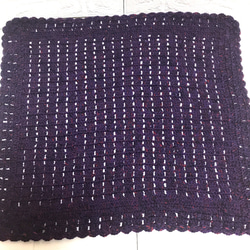 手編み ブランケット＊ひざ掛け★ジバンシィ毛糸で編みました。パープル 1枚目の画像