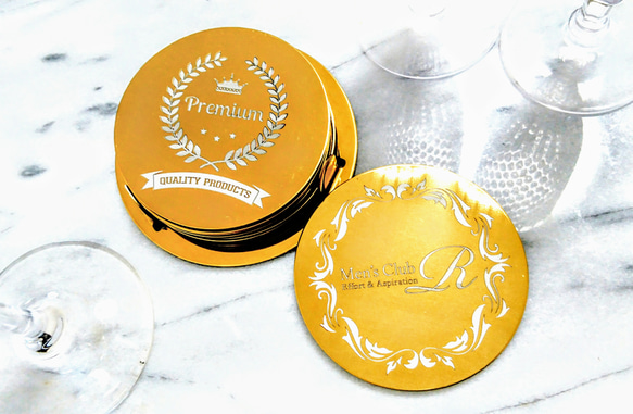 30枚セット ホルダー5点付き『店名・ロゴ刻印、ステンレス製コースター  