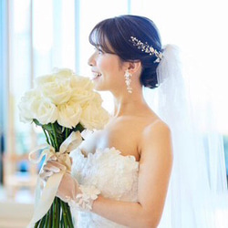 お花モチーフ 小枝 バックカチューシャ ウェディングヘッドドレス ブライダルヘアアクセサリー ゴールド 結婚式 MA05 4枚目の画像