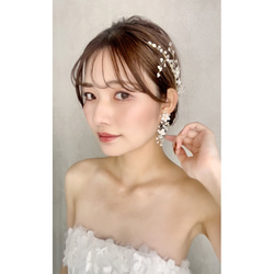 お花モチーフ 小枝 バックカチューシャ ウェディングヘッドドレス ブライダルヘアアクセサリー ゴールド 結婚式 MA05 7枚目の画像