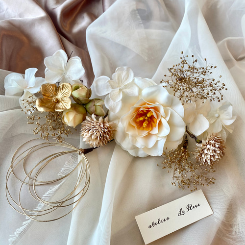 バニラホワイト椿髪飾り 成人式 卒業式 結婚式 振袖 袴 白無垢 色打掛