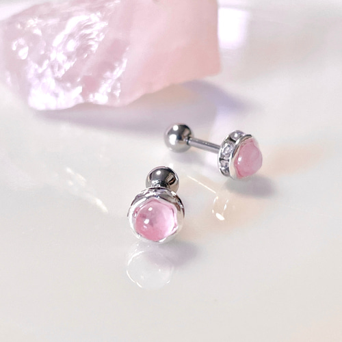 ローズクォーツ 淡いピンク 天然石 ボディピアス 軟骨ピアス 10月