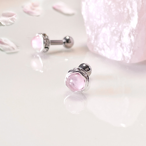 天然石ローズクウォーツ - ピアス ローズクォーツ 淡いピンク 天然石 ボディピアス 軟骨ピアス 10