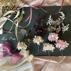 P06 成人式　卒業式　結婚式　パープルオーガンジーリボンとピンクドライフラワーの髪飾り 4枚目の画像