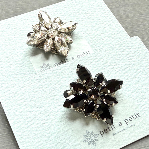 スワロフスキー ブローチ Creema限定 スワロフスキー®︎ ブローチ(S) clématite 漆黒