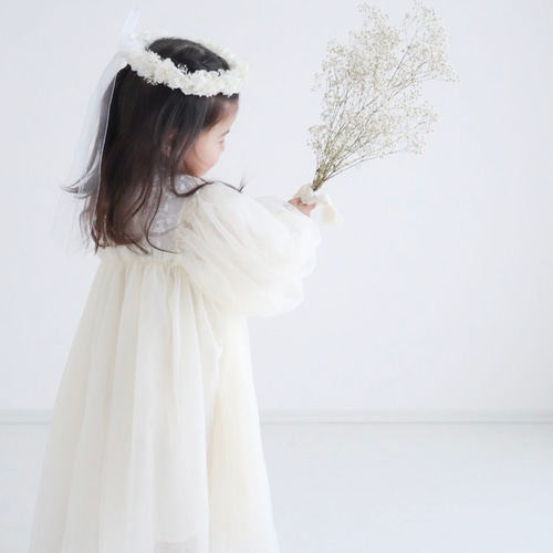 受注制作ナチュラル花かんむりホワイト 受注製作】大人用 子供用 花かんむり ホワイト /ウェディング/結婚式