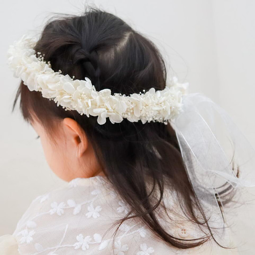 受注制作ナチュラル花かんむりホワイト 受注製作】大人用 子供用 花かんむり ホワイト /ウェディング/結婚式