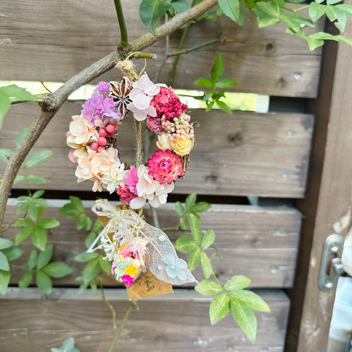 フラワー・リース kurumi 新作》mini miniリース＊withくるみflower