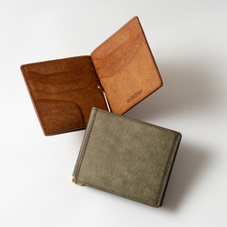 小銭入れ付札バサミ（マネークリップ） Fermare（フェルマーレ）イタリア植物タンニンなめし革・プエブロ 2枚目の画像