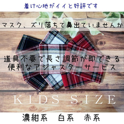 子供：綿麻タータンチェックマスク⭐アジャスターサービス☆裏地晒：日本の晒が一番心地良い✨【西村大臣風舟形】 1枚目の画像