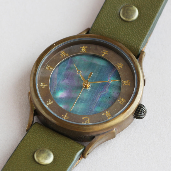 弧度白色錶盤L尺寸WJ-001 002 MADE IN JAPAN手工手錶watch木皮革 第1張的照片