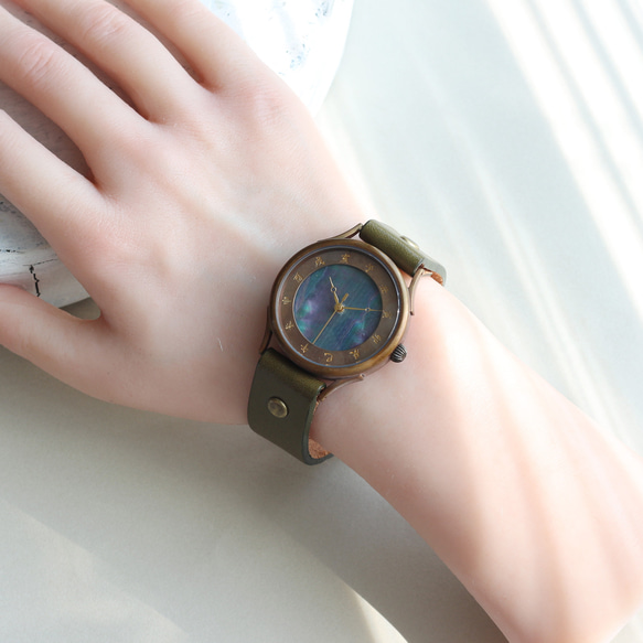 弧度白色錶盤L尺寸WJ-001 002 MADE IN JAPAN手工手錶watch木皮革 第3張的照片
