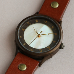 弧度黑色錶盤L尺寸WJ-001 002 MADE IN JAPAN手工手錶chi木皮革 第1張的照片