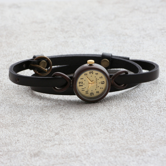 黃銅髮際線臉WB-066日本製造手工手錶可選皮帶顏色 第5張的照片
