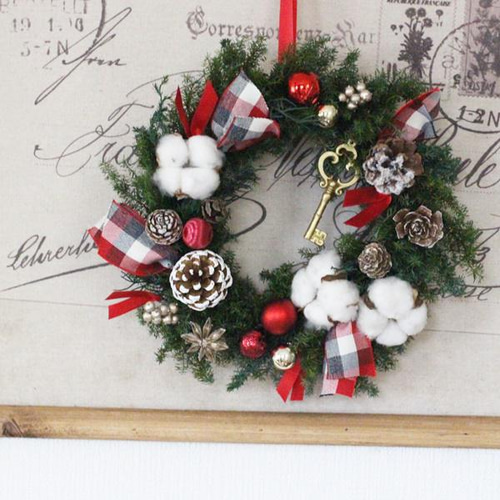 No168 おっきいリボンが超カワイイ❤︎クリスマスリース 2024 クリスマスリボンリースSサイズ プリザーブドフラワー petit chocolat