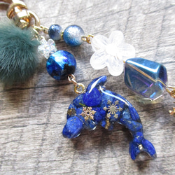 ◇3253再販【受注制作】ラピスラズリのイルカ ピアス・イヤリング