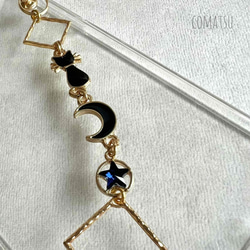 【全機種対応】夜空と猫 ハンドホルダー付きスマホケース ねこ好きさん ハンドベルト ストラップ付きスマホカバー 3枚目の画像