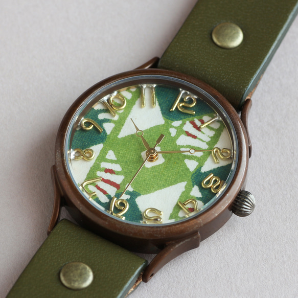 國產京畿道錶盤菱紋WJ-004 L尺寸MADE IN JAPAN手工手錶chi木皮革 第3張的照片
