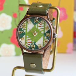 國產京畿道錶盤菱紋WJ-004 L尺寸MADE IN JAPAN手工手錶chi木皮革 第1張的照片