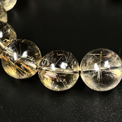 現品一点物 コッパールチルブレスレット 虹入銅針水晶 数珠 １７ミリ Ｃｒ１９ 最強天然石 ギフトセット付 作品動画あり 16枚目の画像