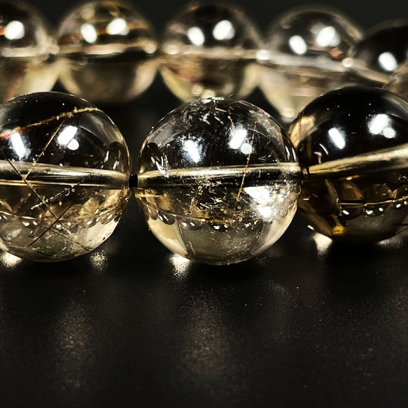 現品一点物 コッパールチルブレスレット 虹入銅針水晶 数珠 １７ミリ Ｃｒ１９ 最強天然石 ギフトセット付 作品動画あり 14枚目の画像