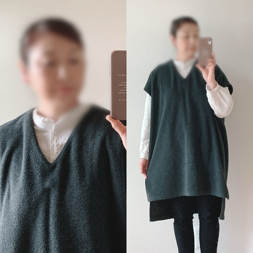 すぐに発送☆上質メルトンフリース☆ロングベスト☆チャコールグレー