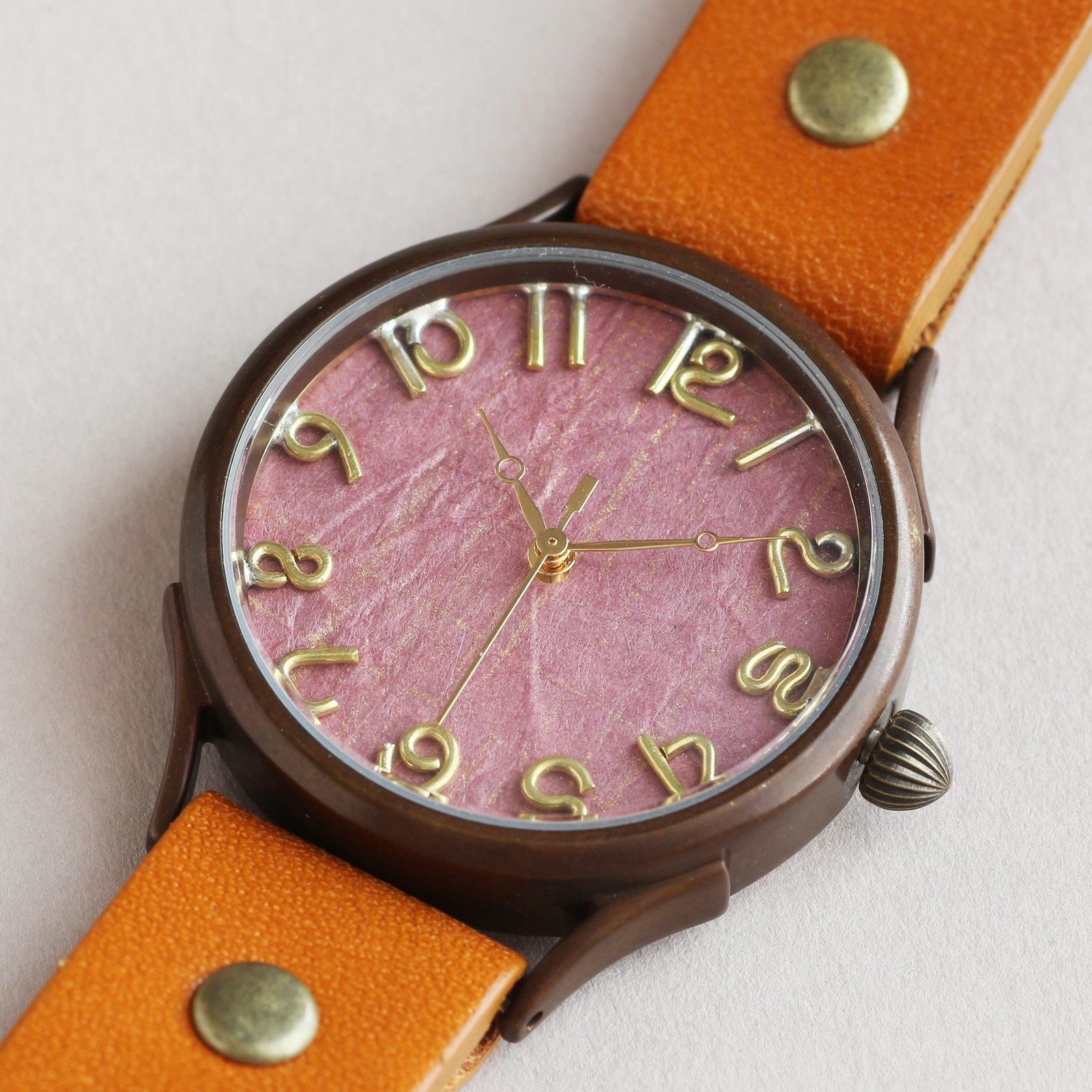 工芸品 金彩銀彩で作るハンドメイドウォッチ 文字盤 「朱(しゅ)」 選べる文字盤サイズ.  WJ008-朱 14,630円