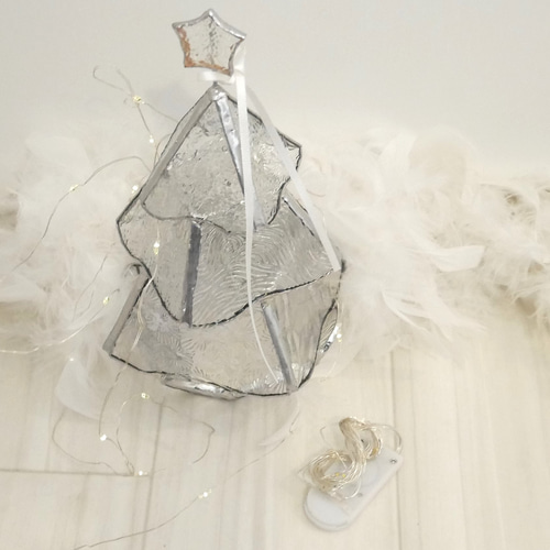 *✴︎:.。クリアガラスのクリスマスツリー フェアリーライト付き♪ ✴︎:.｡クリアフェアリー・クリスマスツリー② フェアリーライト付き