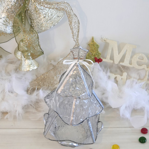 *✴︎:.。クリアガラスのクリスマスツリー フェアリーライト付き♪ ✴︎:.｡クリアフェアリー・クリスマスツリー② フェアリーライト付き