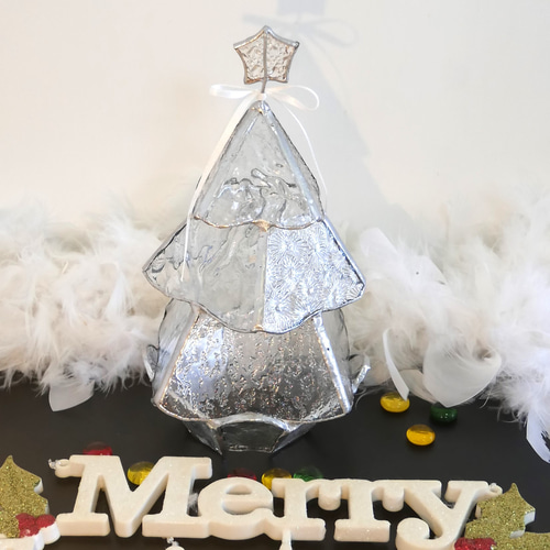 *✴︎:.。クリアガラスのクリスマスツリー フェアリーライト付き♪ ✴︎:.｡クリアフェアリー・クリスマスツリー② フェアリーライト付き