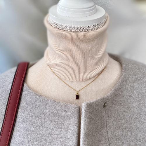 ガーネット レクタングル□サージカルステンレス ネックレス レッド