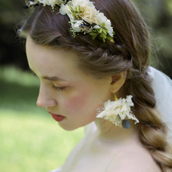 ★人気No.2★【natural dark green(LL)】ドライフラワー　ピアス・イヤリング ブライダル 4枚目の画像