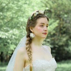 ★人気No.2★【natural dark green(LL)】ドライフラワー　ピアス・イヤリング ブライダル 6枚目の画像