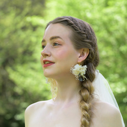 ★人気No.2★【natural dark green(LL)】ドライフラワー　ピアス・イヤリング ブライダル 9枚目の画像