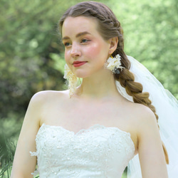 ★人気No.2★【natural dark green(LL)】ドライフラワー　ピアス・イヤリング ブライダル 3枚目の画像