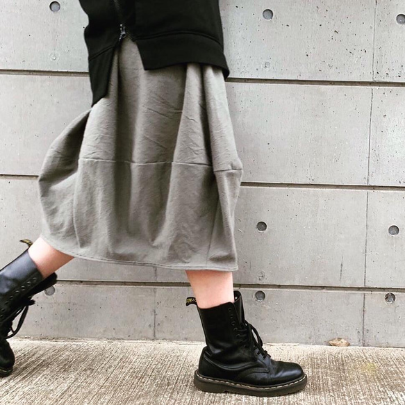 ■3連休限定15％OFF■手作りの魅力。立体シルエットぽわんとスカート。 リネン ロングスカート ウエストゴム 夏 2枚目の画像